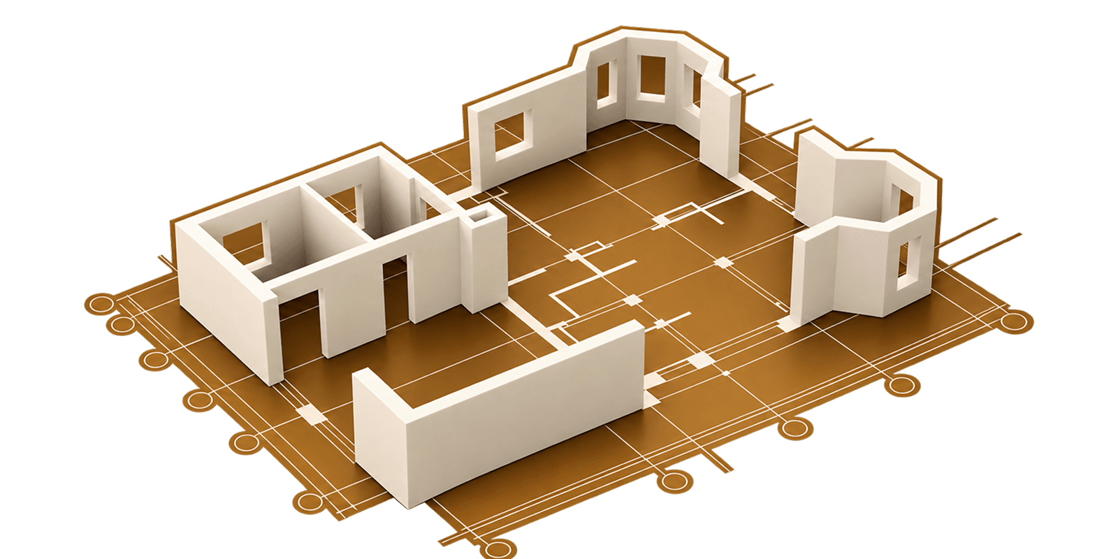 Isometric floor plan model of an Aramya home under construction